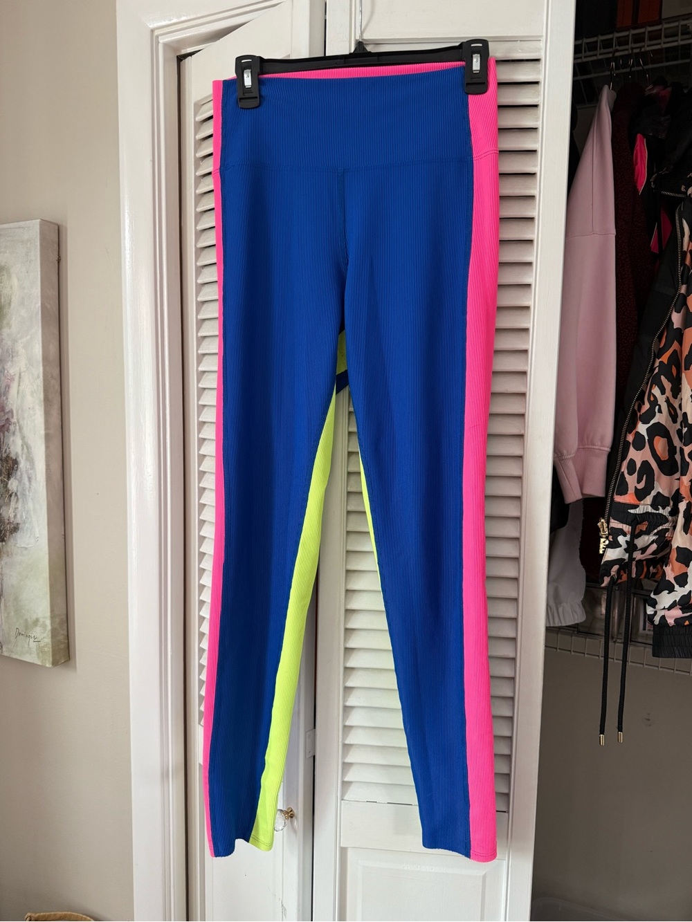 Beach Riot Colorblock High-Waist Leggings in Blue, Pink & Neon Yellow